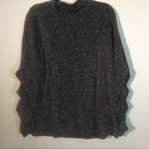 Alfani Ribbed Black Silver Glitter Stretch Sparkle Holiday Sweater Size Medium